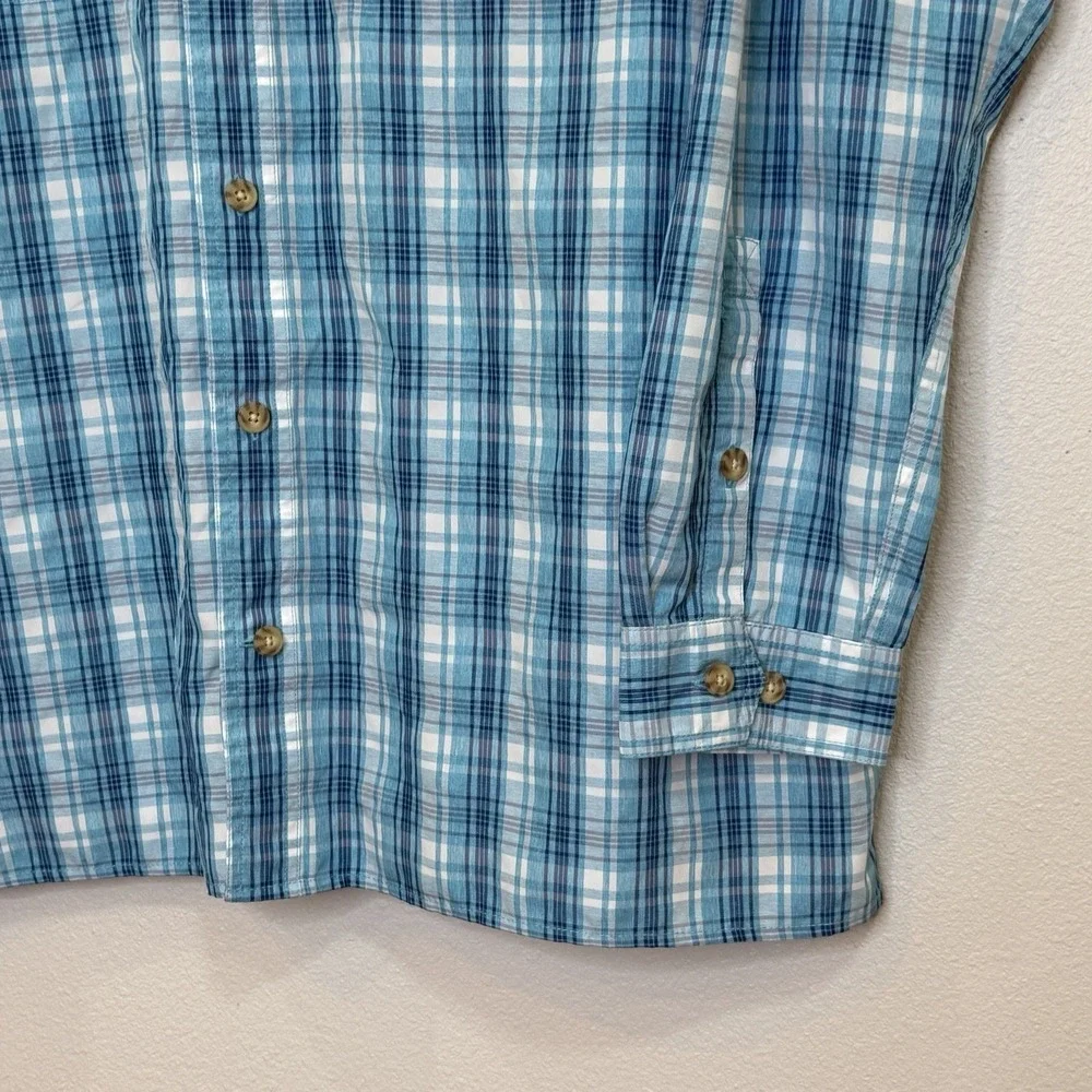 Duluth No FLyzone Fishing Shirt Mens Size 2XL Tall Blue Plaid Vented Long Sleeve